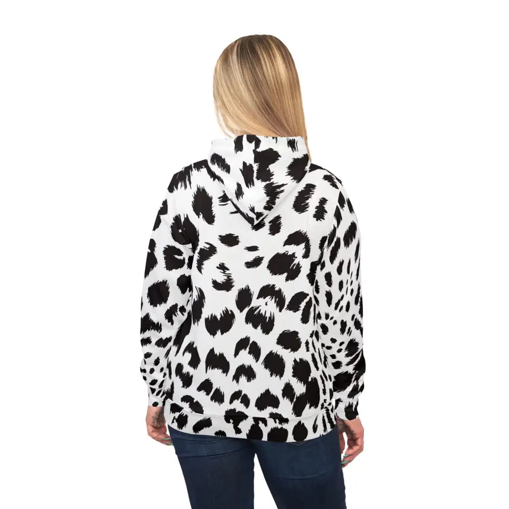 Black and white leopard print unisex hoodie from PixiOnyx Streetcore Edition