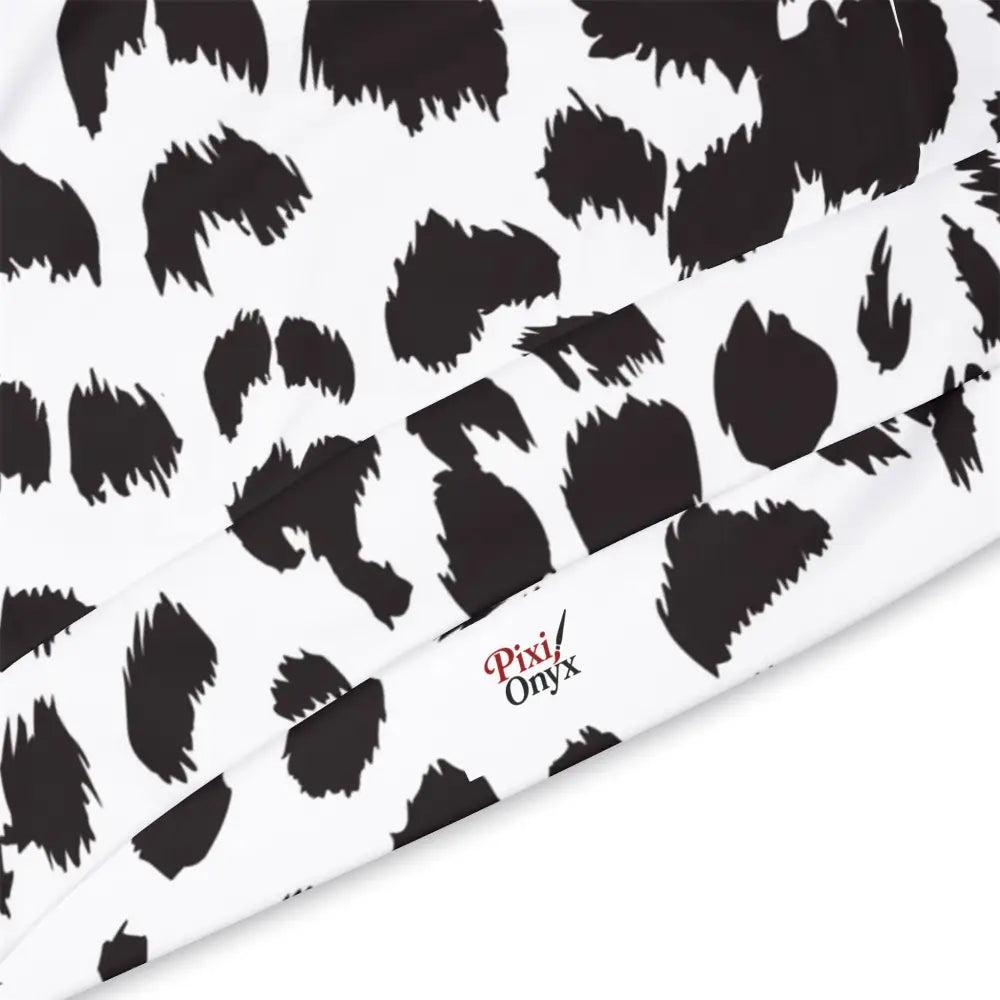 Black and white animal print fabric for Unisex Hoodie White Leopard Print Apex PixiOnyx Streetcore Edition