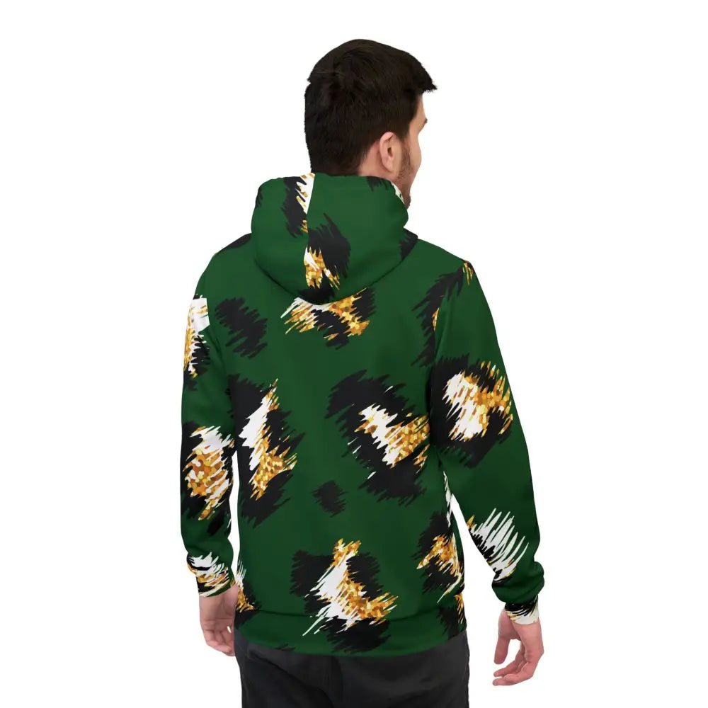 Green leopard print hoodie from PixiOnyx Junglecore Energy Unisex Hoodie Wild Cheetah Burst