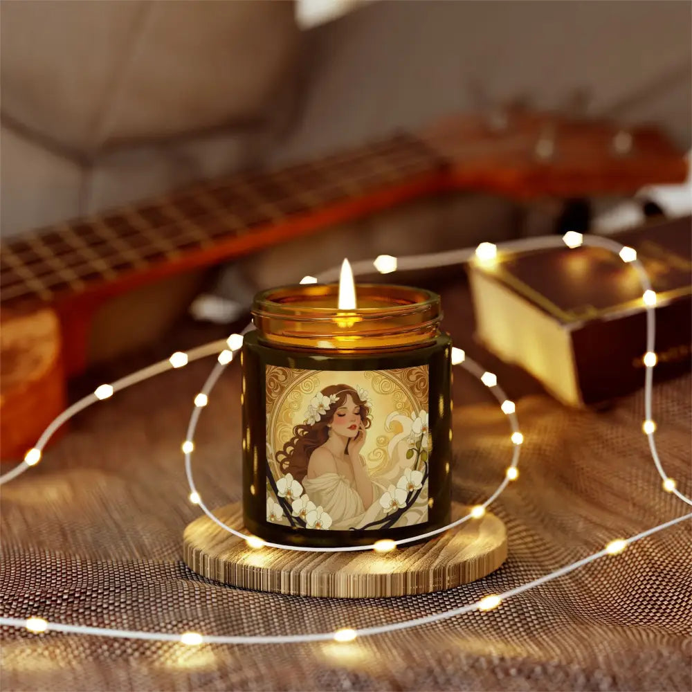 Art Nouveau Vanilla Bean Scented Candle Soft Glow Muse PixiOnyx Aromatherapy