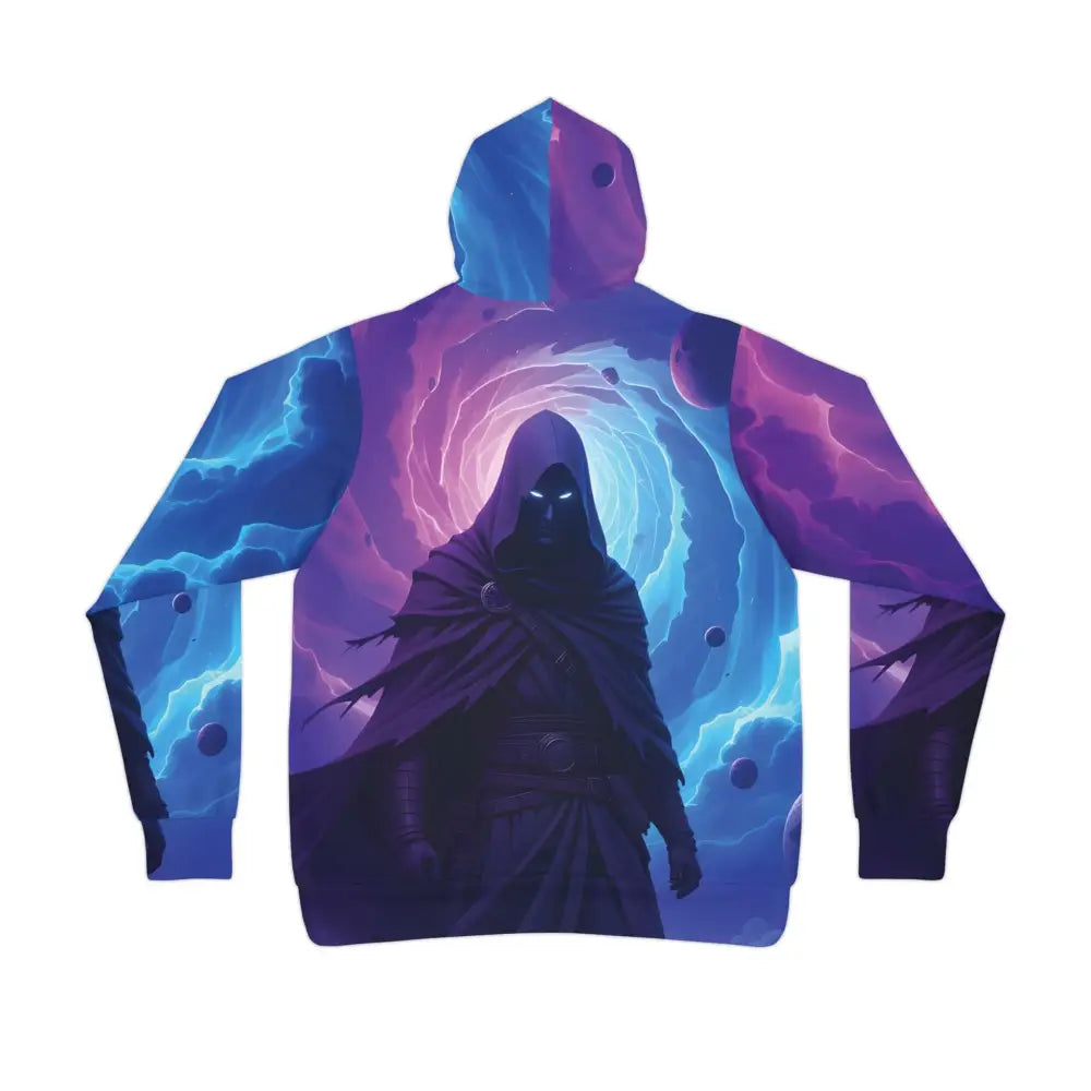 Hooded sweatshirt featuring a cosmic reaper design, perfect for festivals and streetwear