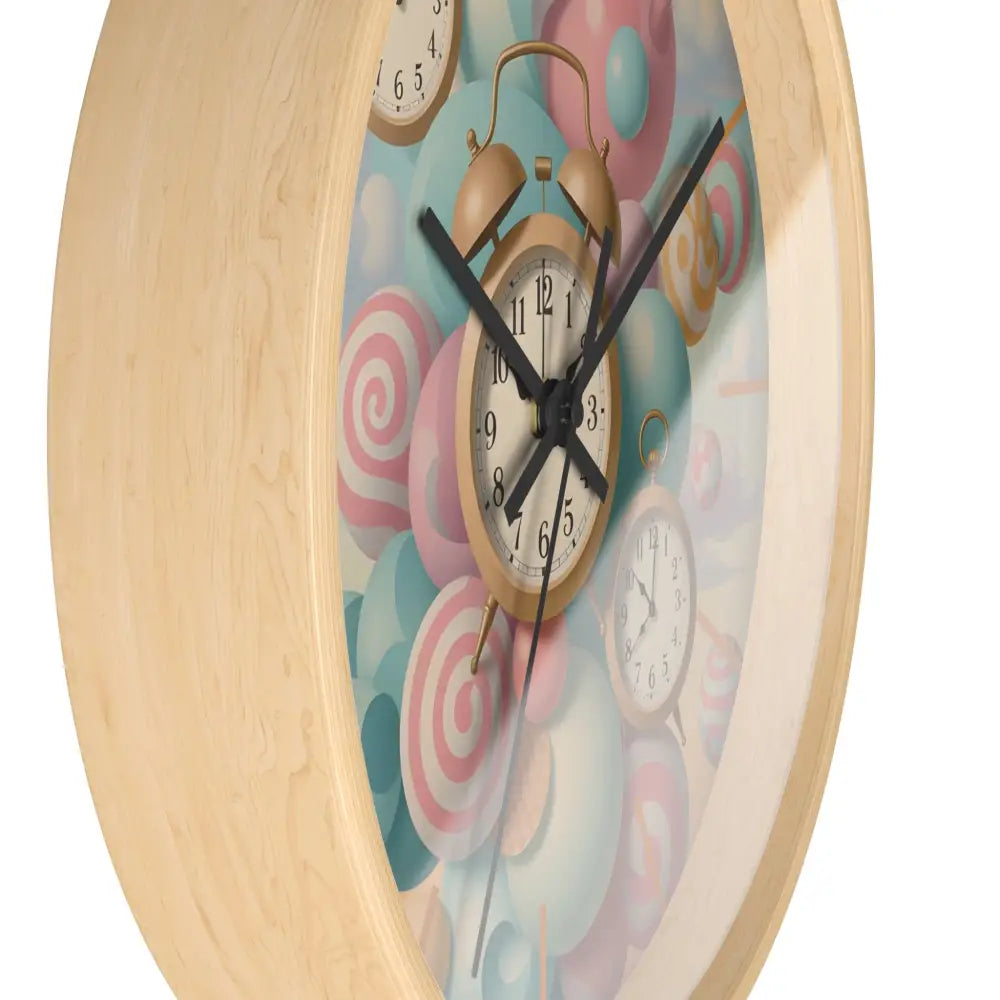 Candy-themed wall clock with pastel colors from PixiOnyx Whimsical Decor