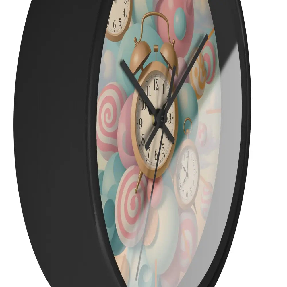 Round wall clock in pastel candy colors from PixiOnyx Whimsical Decor