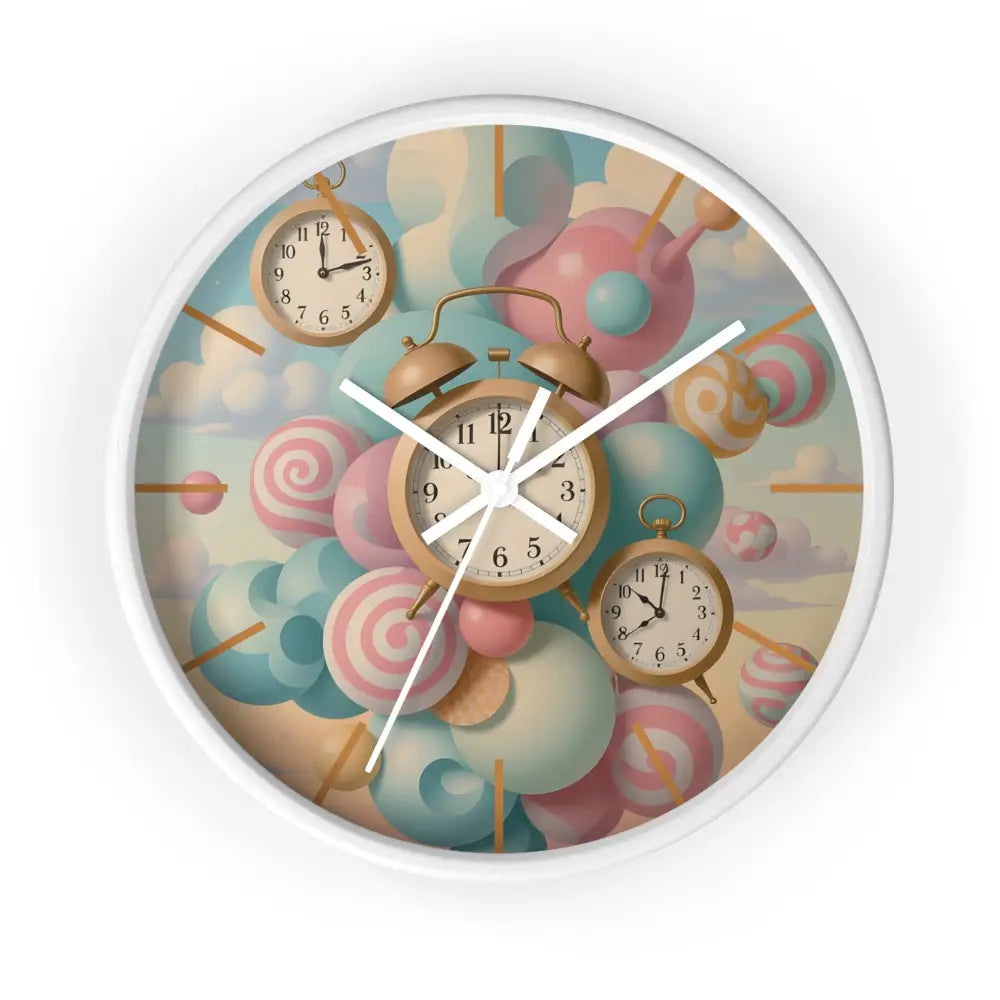 Whimsical pastel candy-themed wall clock with vibrant colorful design by PixiOnyx