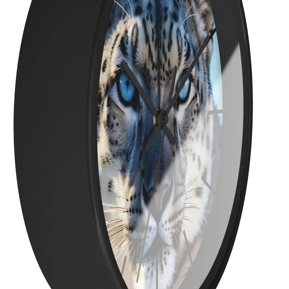 Wall Clock Snow Leopard Glacier Gaze from PixiOnyx Arctic Pulse Series