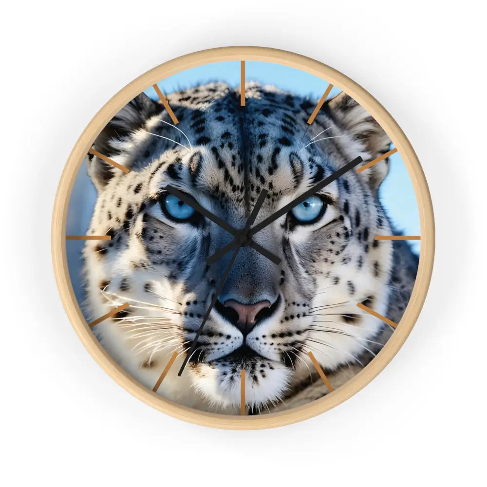 Snow Leopard Wall Clock from PixiOnyx Arctic Pulse Series featuring glacier-inspired design