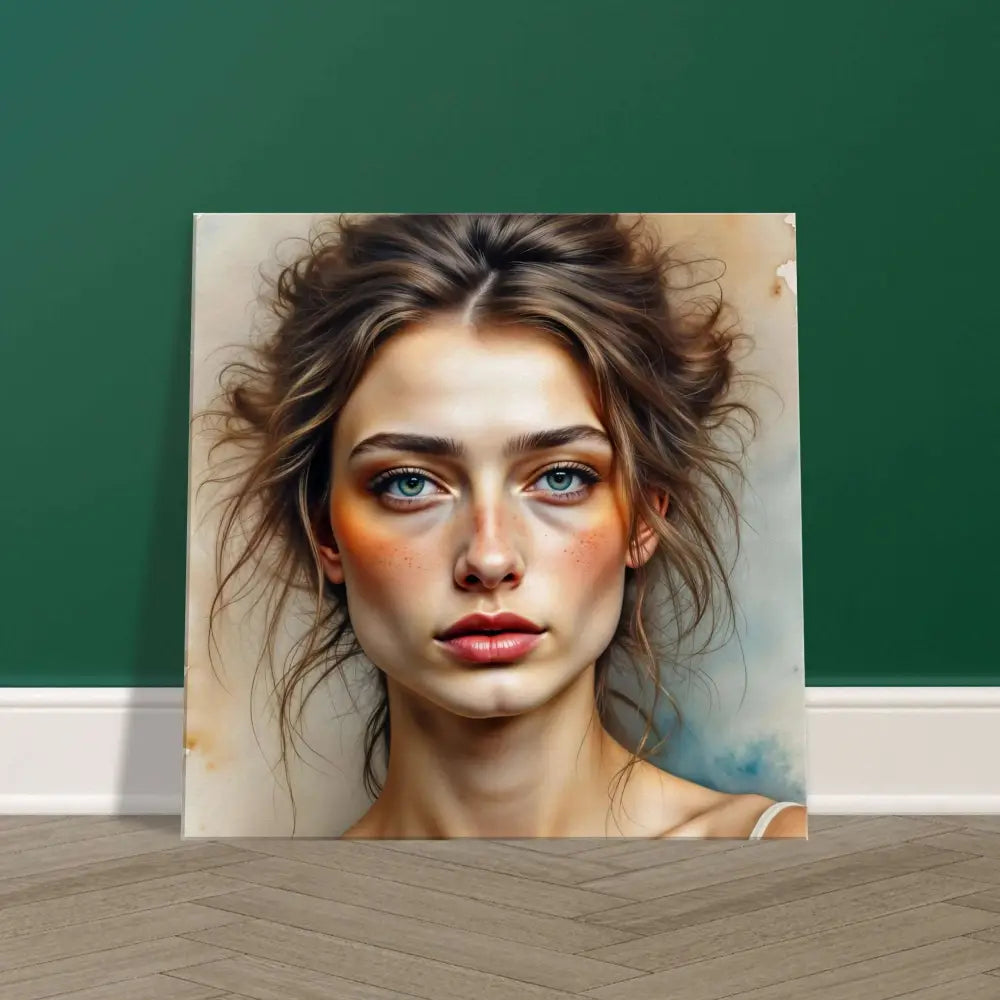 Canvas whispers emotion featuring a young woman with colorful makeup and a messy bun