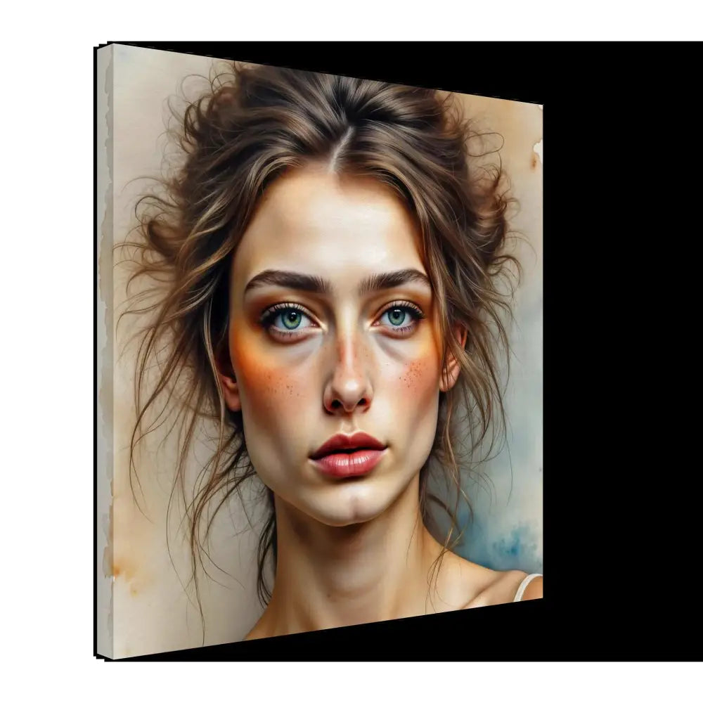 Canvas whispers emotion featuring a portrait of a young woman with blue eyes