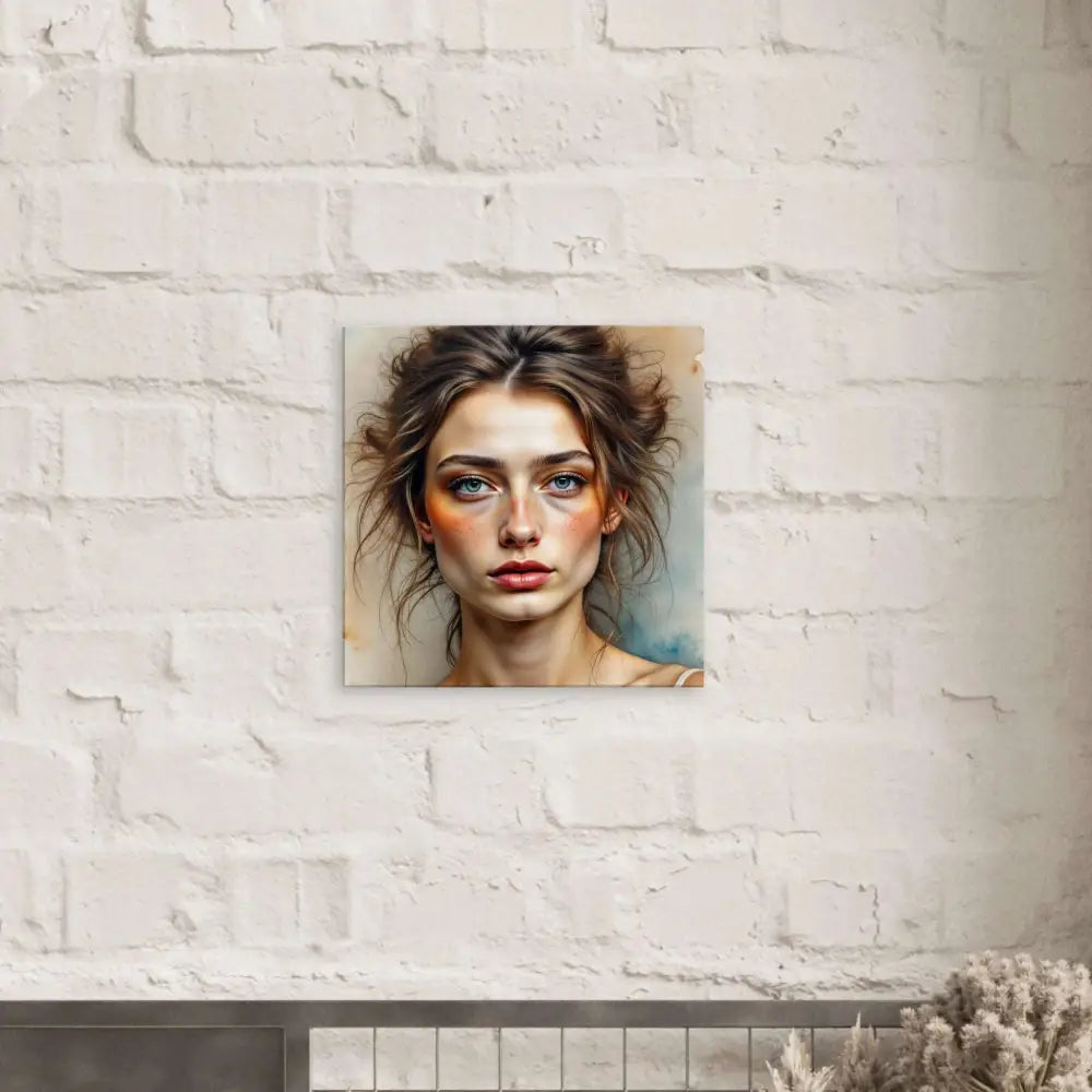 Canvas whispers emotion: Stretched portrait print of a woman’s face in watercolor mist