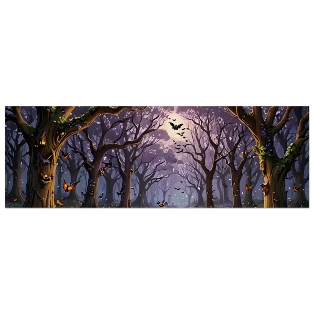 Spooky Halloween Forest Wood Print from PixiOnyx featuring eerie trees and moonlit night