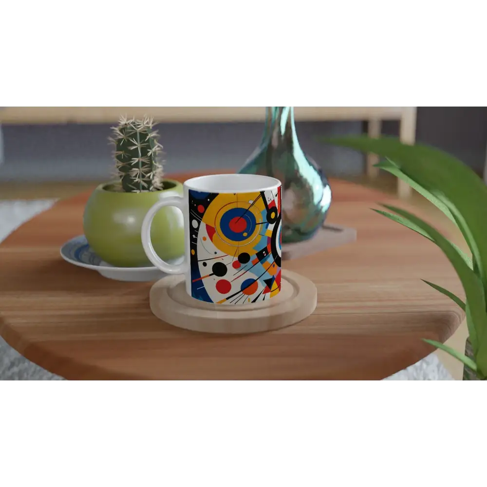 Colorful abstract art on White 11oz Ceramic Mug from PixiOnyx Dynamic Balance collection