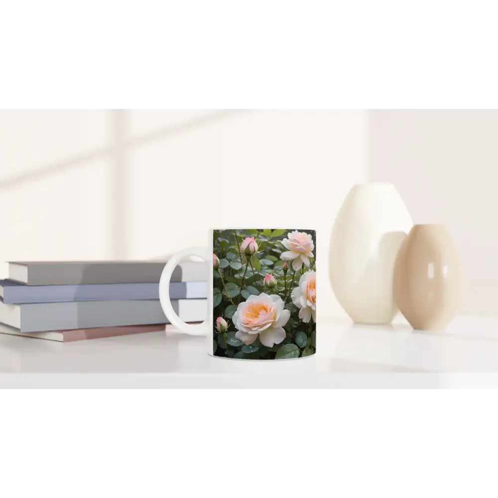 Floral-patterned White 11oz Ceramic Mug from PixiOnyx Botanical Brew
