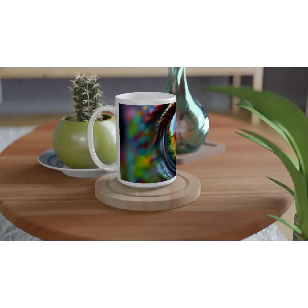 Colorful abstract ceramic mug from PixiOnyx Chameleon’s Prism collection
