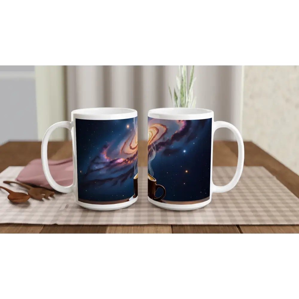 Two galaxy-themed 15oz ceramic mugs from PixiOnyx Dreamscape Drinkware