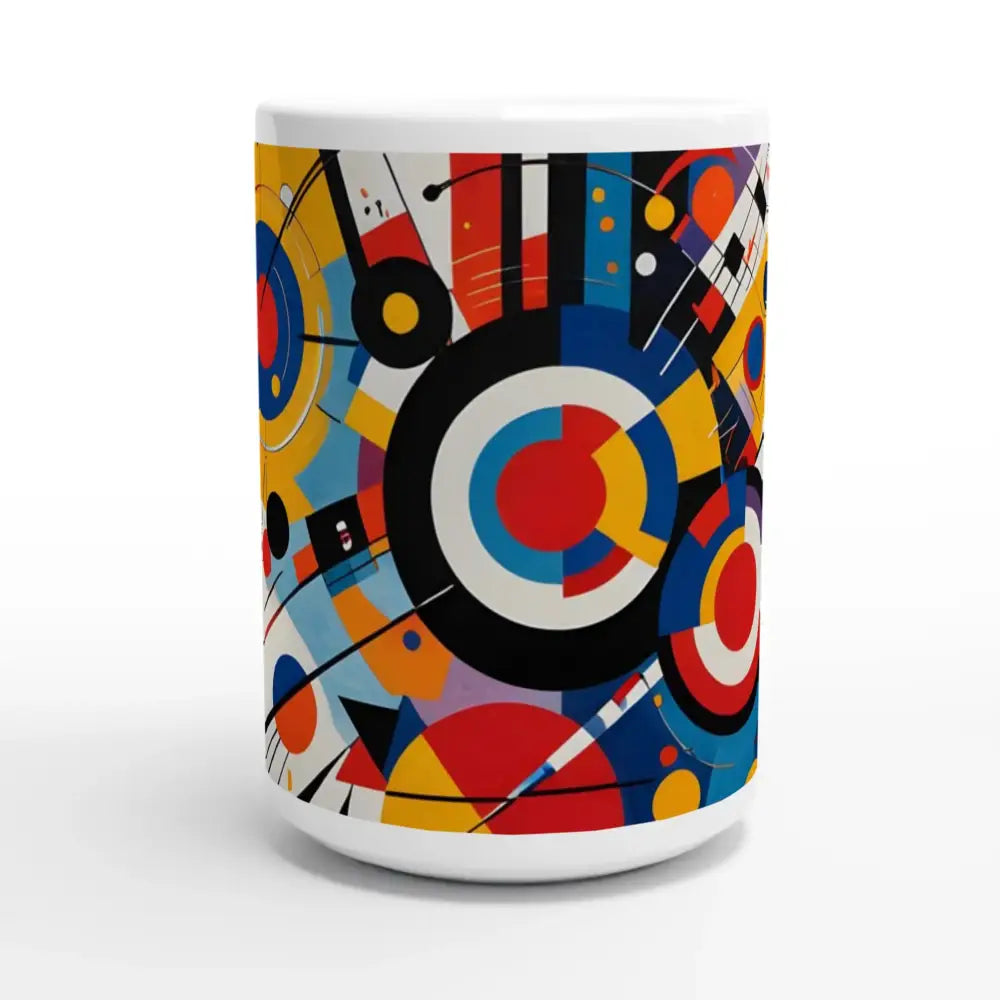 Abstract art design on a White 15oz Ceramic Mug from PixiOnyx Dynamic Balance collection