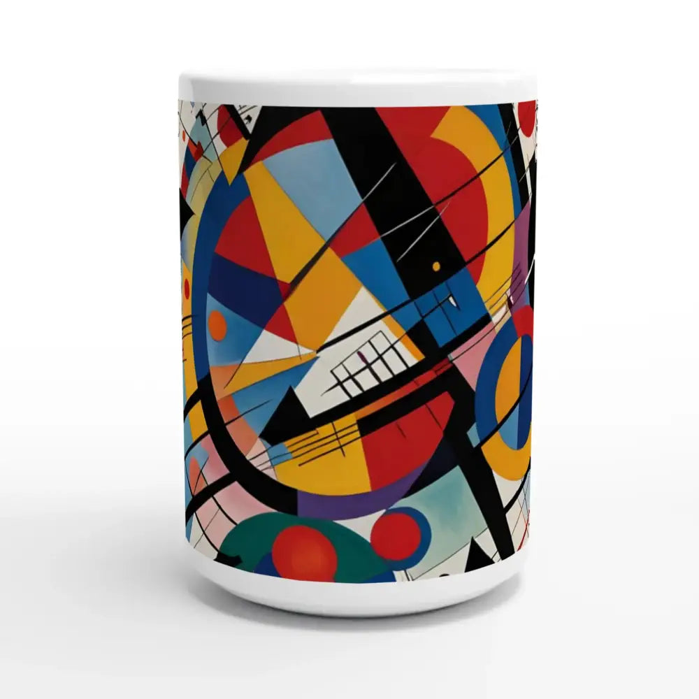 Abstract art mug with Rhythmic Geometry design on White 15oz Ceramic Mug