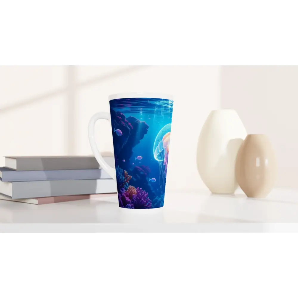 Jellyfish-themed latte mug from White Latte 17oz Ceramic Mug Glowing Wanderer Cosmic Drift