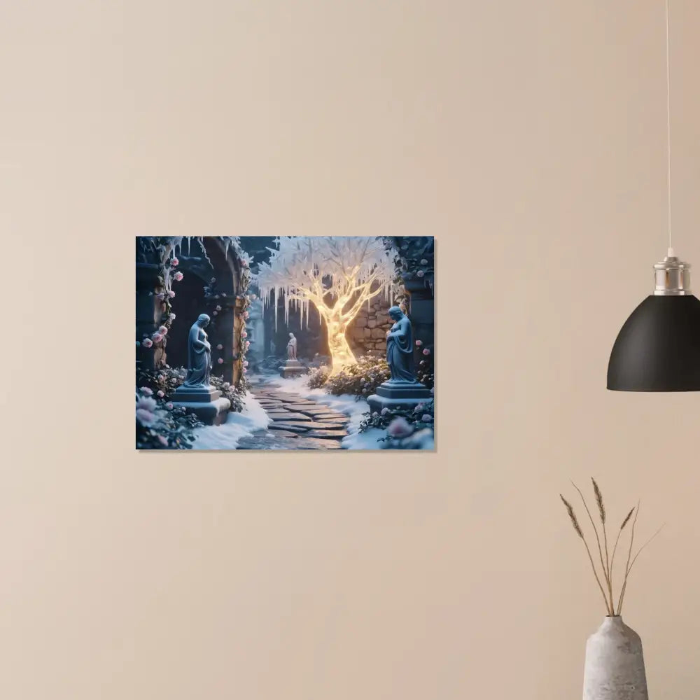 Winter garden artwork featuring glowing icy trees in a stunning PixiOnyx Fine Art Print