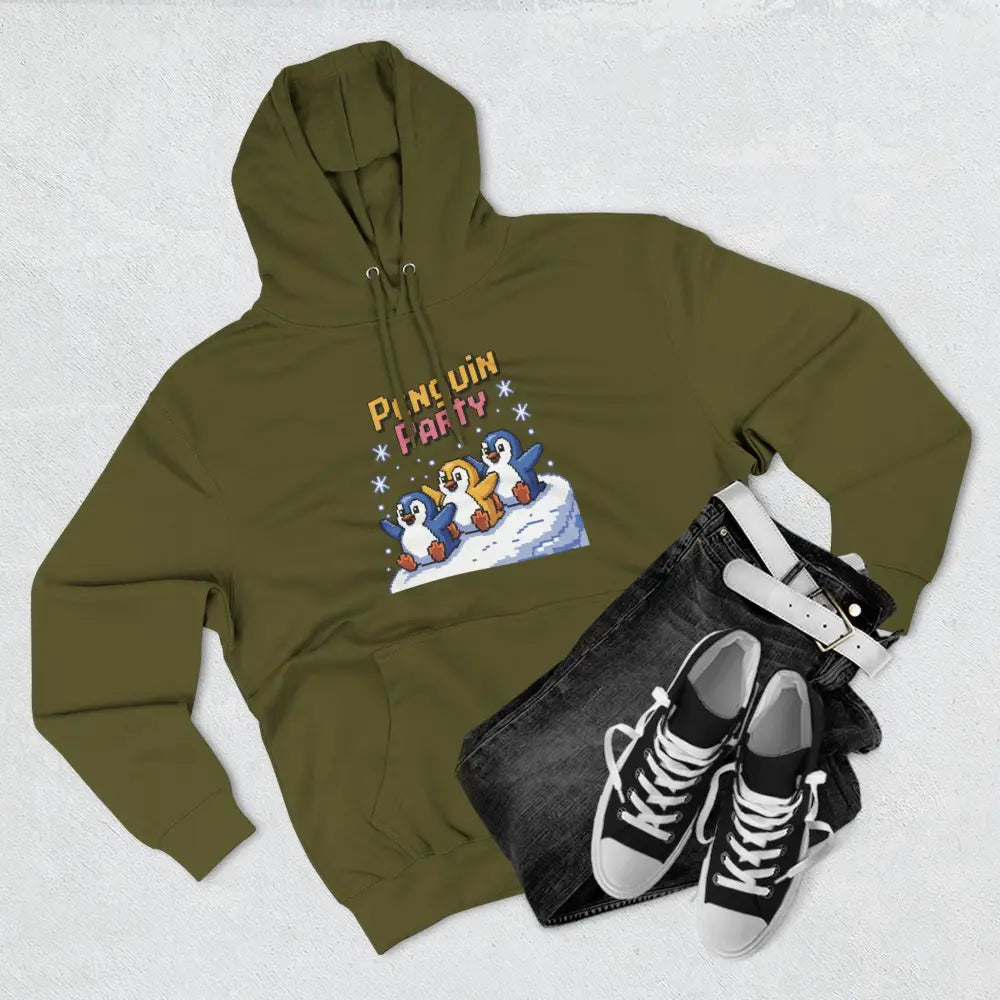 Winter Penguin Unisex Party Hoodie Cozy Fleece Sweatshirt for Holiday Fun Christmas Celebrations Gift Animal Lovers
