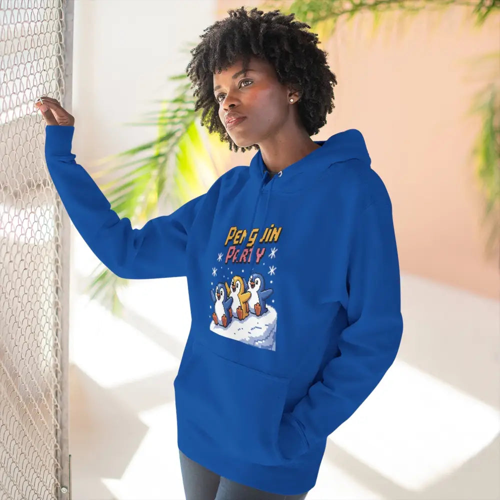 Winter Penguin Unisex Party Hoodie Cozy Fleece Sweatshirt for Holiday Fun Christmas Celebrations Gift Animal Lovers