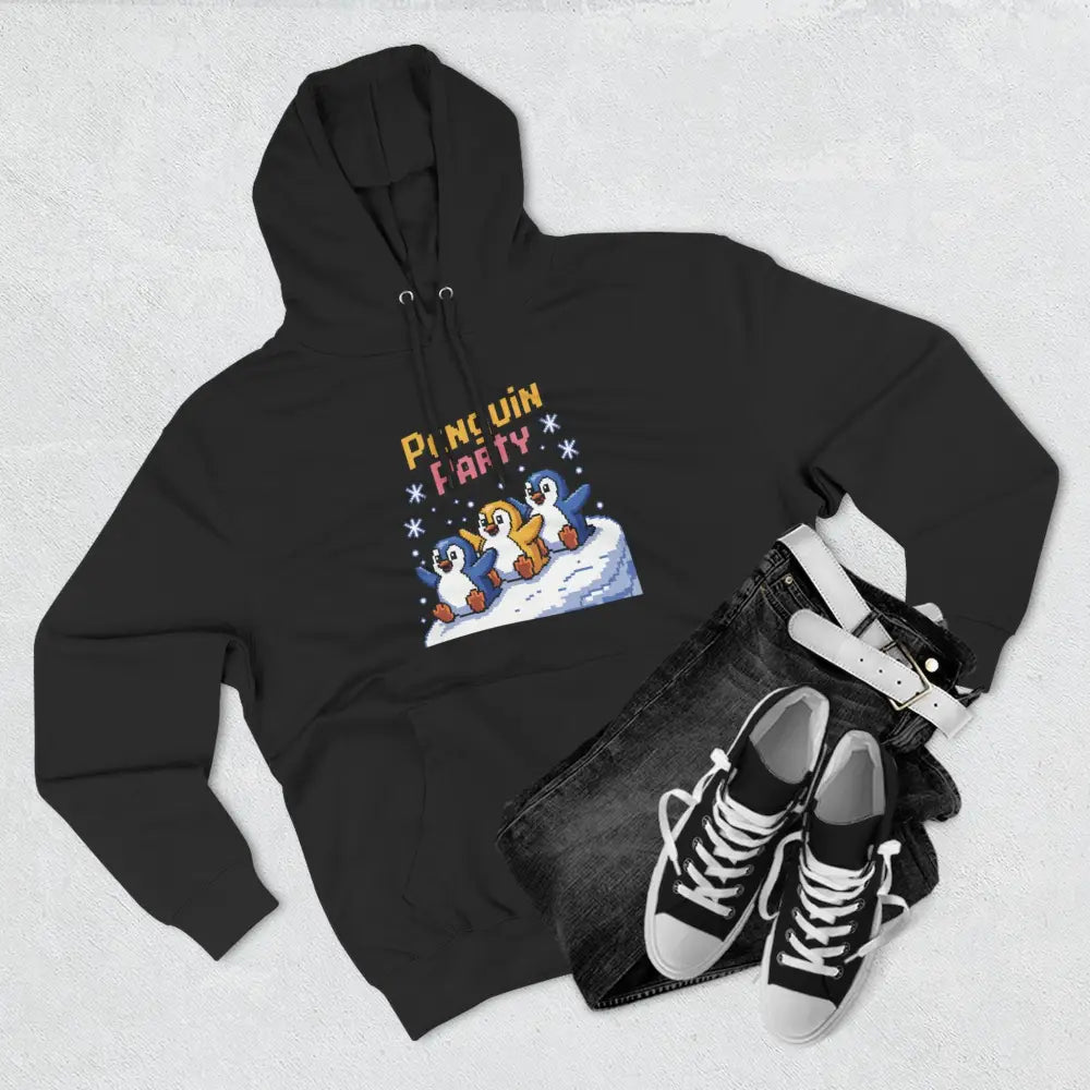 Winter Penguin Unisex Party Hoodie Cozy Fleece Sweatshirt for Holiday Fun Christmas Celebrations Gift Animal Lovers