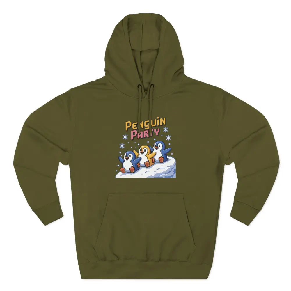 Winter Penguin Unisex Party Hoodie Cozy Fleece Sweatshirt for Holiday Fun Christmas Celebrations Gift Animal Lovers M