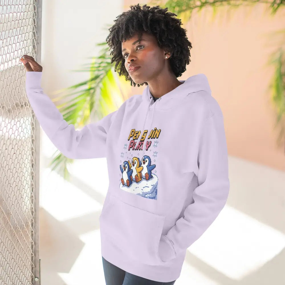 Winter Penguin Unisex Party Hoodie Cozy Fleece Sweatshirt for Holiday Fun Christmas Celebrations Gift Animal Lovers
