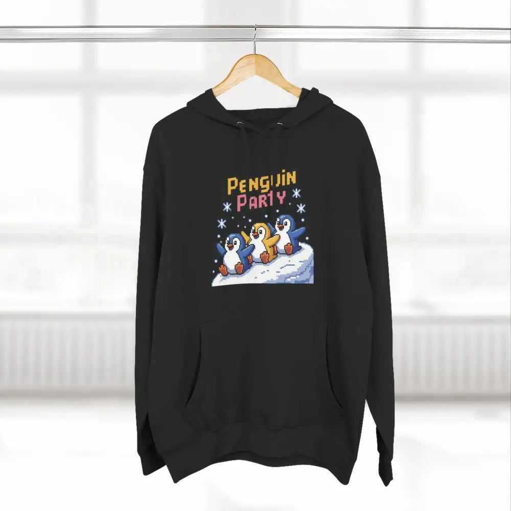 Winter Penguin Unisex Party Hoodie Cozy Fleece Sweatshirt for Holiday Fun Christmas Celebrations Gift Animal Lovers