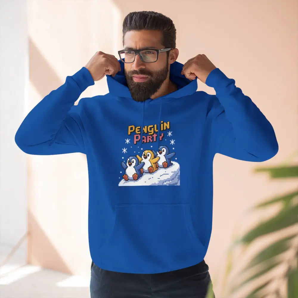 Winter Penguin Unisex Party Hoodie Cozy Fleece Sweatshirt for Holiday Fun Christmas Celebrations Gift Animal Lovers