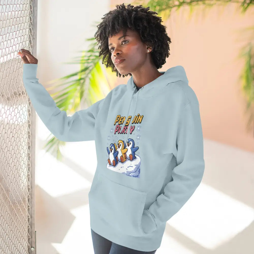 Winter Penguin Unisex Party Hoodie Cozy Fleece Sweatshirt for Holiday Fun Christmas Celebrations Gift Animal Lovers