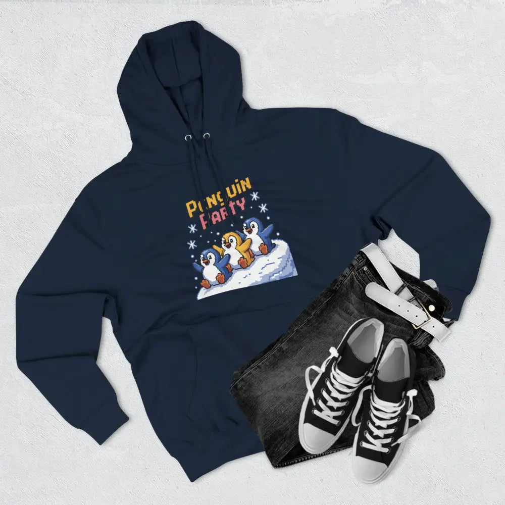 Winter Penguin Unisex Party Hoodie Cozy Fleece Sweatshirt for Holiday Fun Christmas Celebrations Gift Animal Lovers
