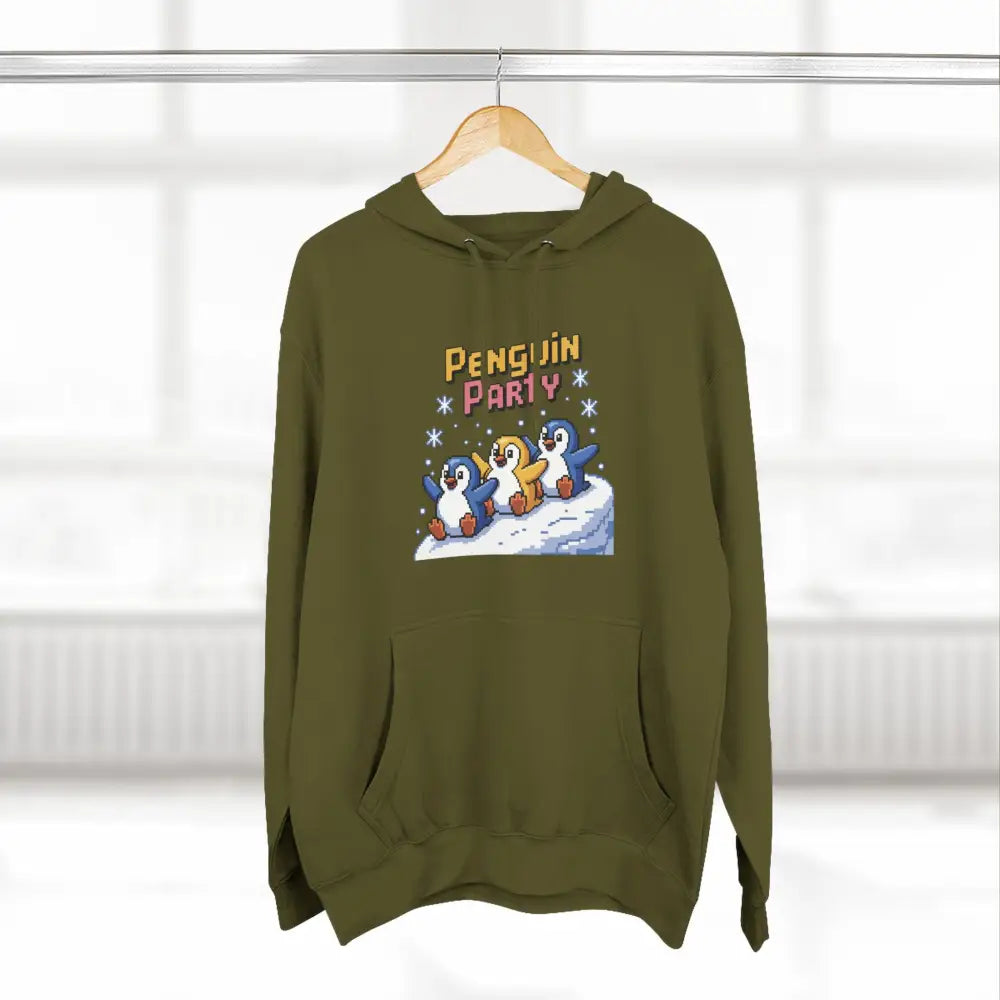 Winter Penguin Unisex Party Hoodie Cozy Fleece Sweatshirt for Holiday Fun Christmas Celebrations Gift Animal Lovers