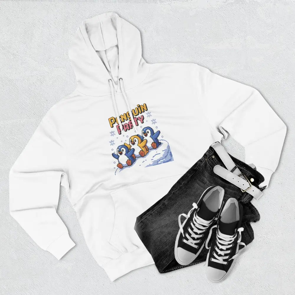 Winter Penguin Unisex Party Hoodie Cozy Fleece Sweatshirt for Holiday Fun Christmas Celebrations Gift Animal Lovers