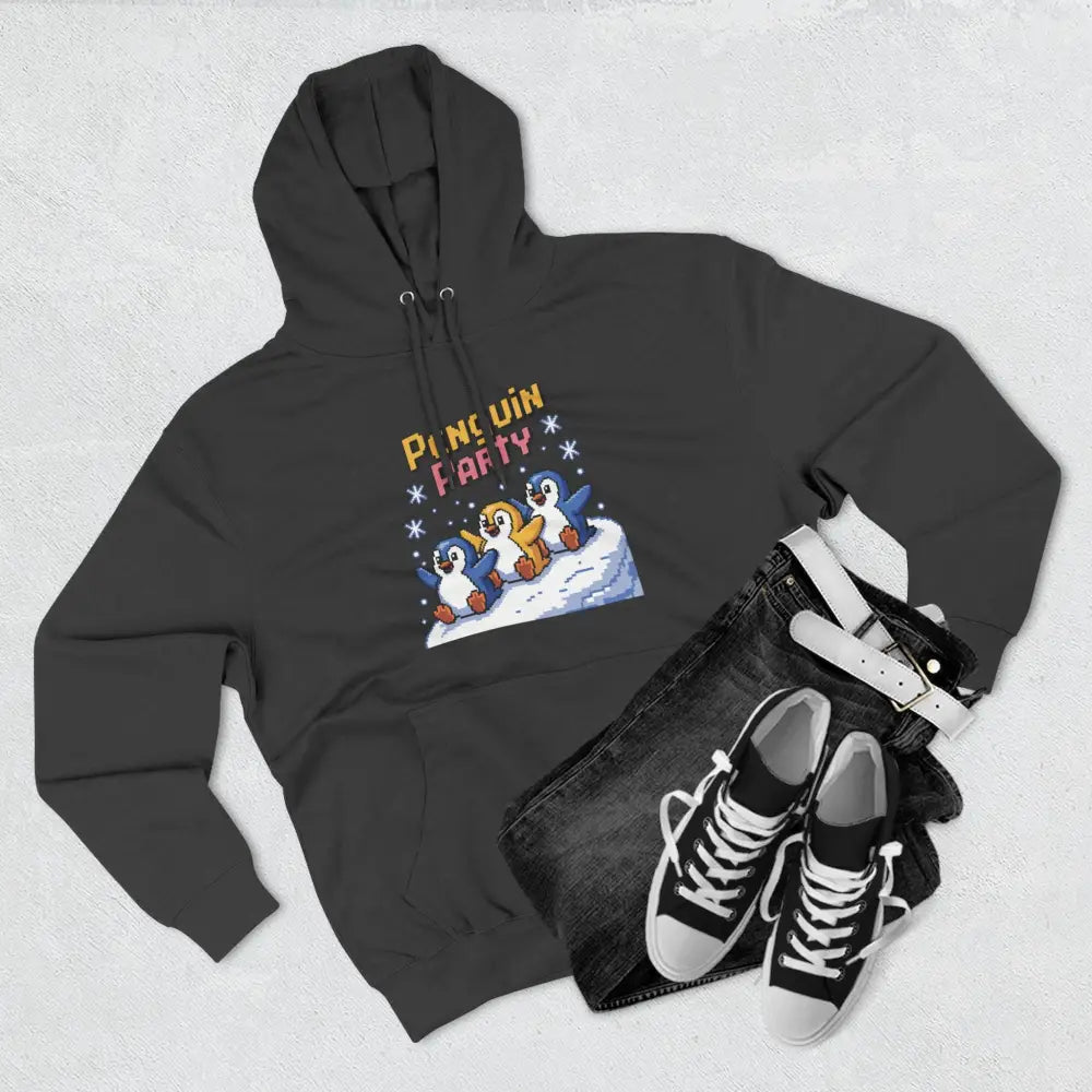 Winter Penguin Unisex Party Hoodie Cozy Fleece Sweatshirt for Holiday Fun Christmas Celebrations Gift Animal Lovers