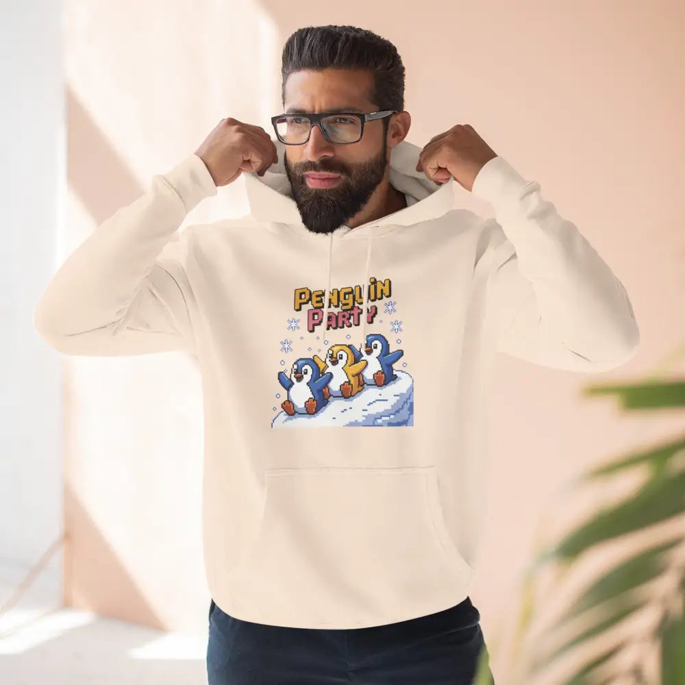 Winter Penguin Unisex Party Hoodie Cozy Fleece Sweatshirt for Holiday Fun Christmas Celebrations Gift Animal Lovers