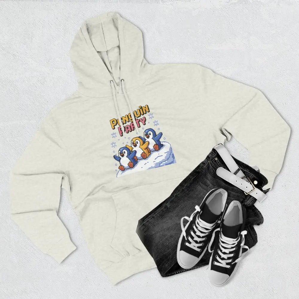 Winter Penguin Unisex Party Hoodie Cozy Fleece Sweatshirt for Holiday Fun Christmas Celebrations Gift Animal Lovers