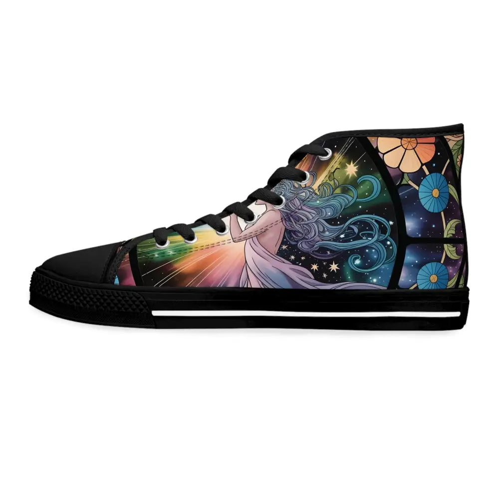 Women’s High Top Sneakers Celestial Bloom with Artistic Starry Sky Canvas Design
