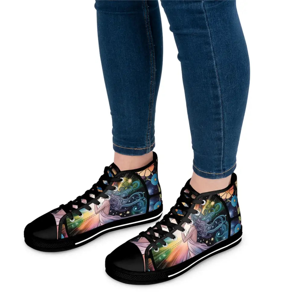Women’s High Top Sneakers with Celestial Artwork from PixiOnyx Artistic Streetwear