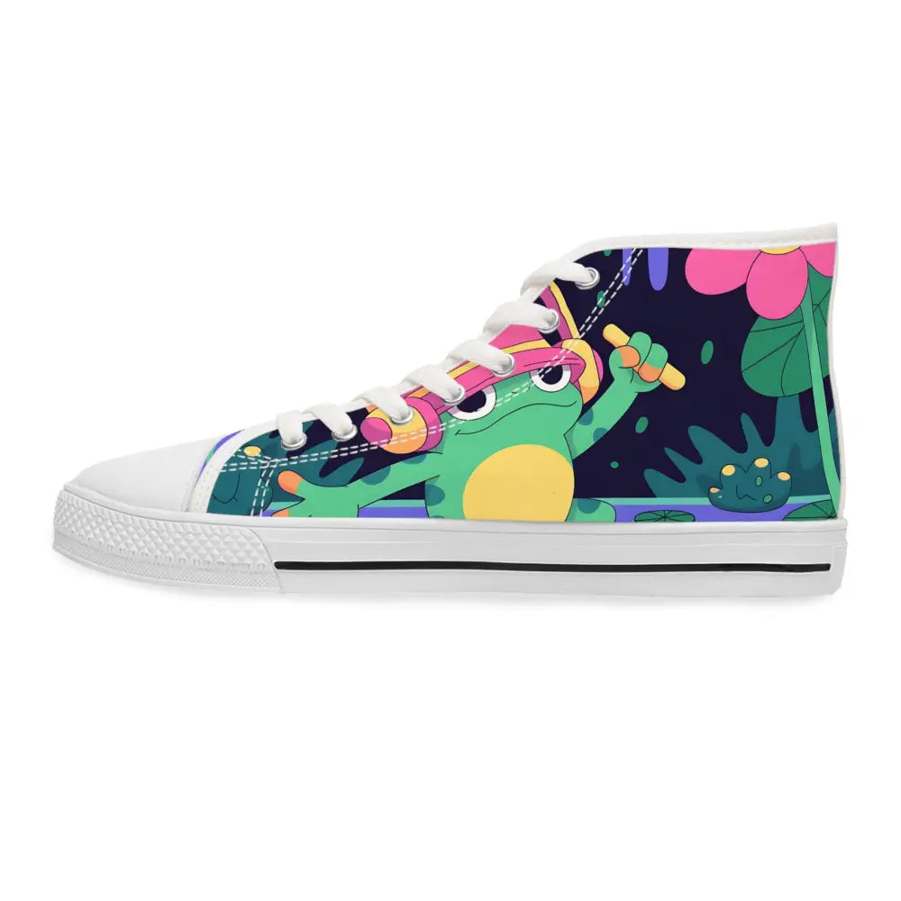 Frog-themed high-top sneaker from DJ Frog Lilygroove PixiOnyx Festival Kicks for women