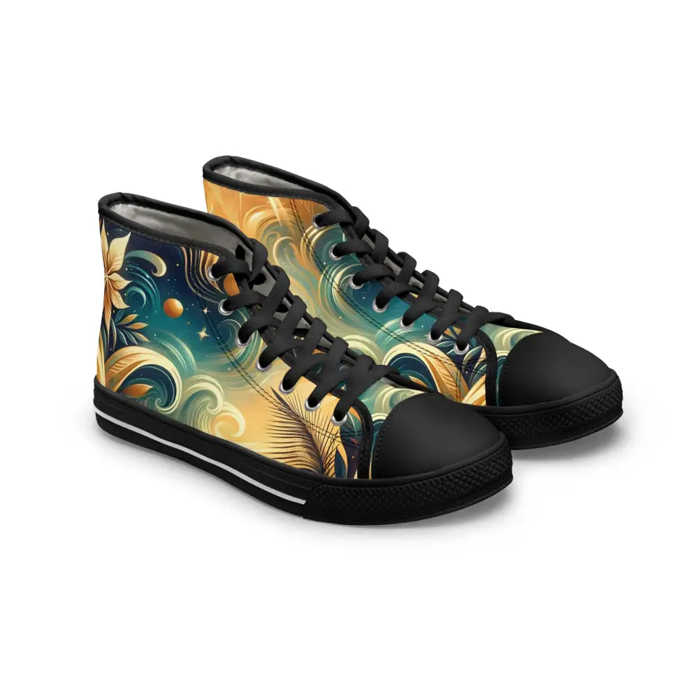 Floral-patterned high-top sneakers from PixiOnyx Footwear Flux Women’s Nebula Bloom Cascade