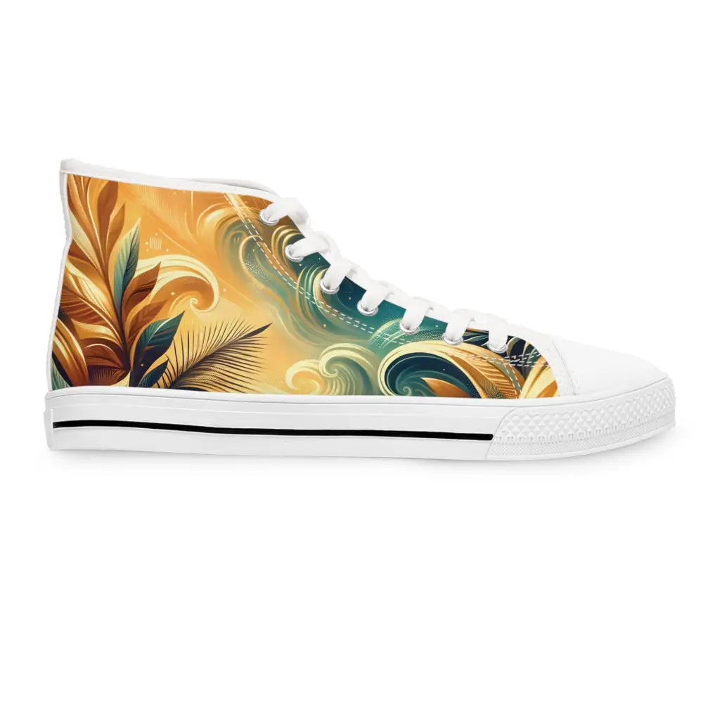 Floral-patterned high-top sneaker from PixiOnyx Women’s High Top Sneakers Nebula Bloom Cascade