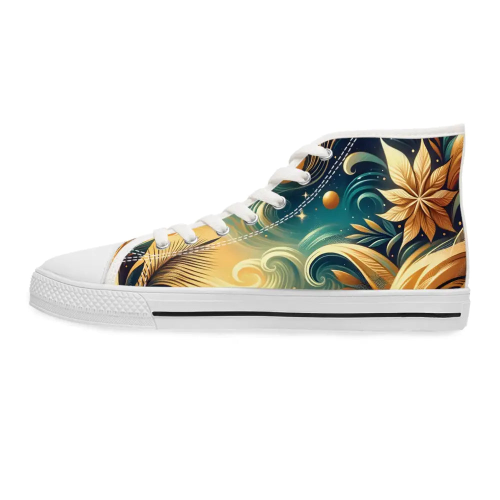 Floral-patterned high-top sneaker from PixiOnyx Footwear Flux Women’s High Top Sneakers Nebula Bloom Cascade