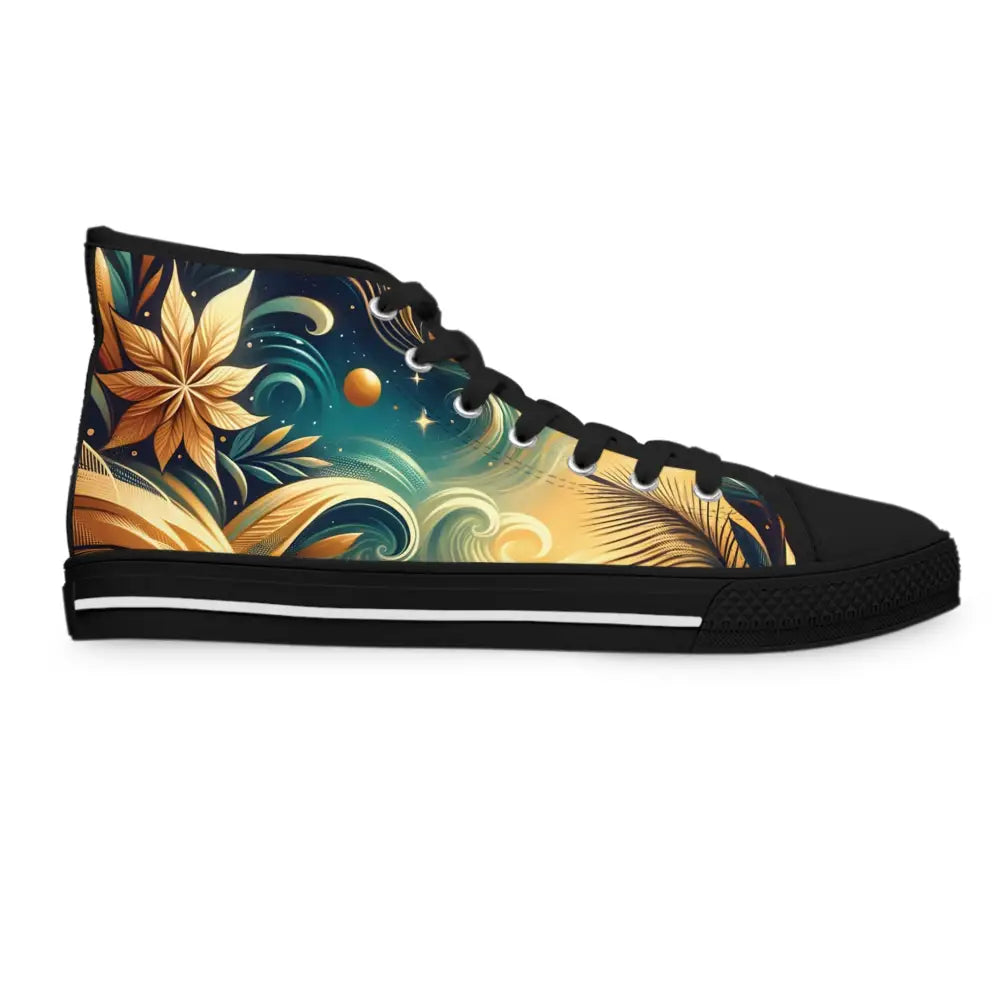 Artistic high-top sneaker from Women’s High Top Sneakers Nebula Bloom Cascade by PixiOnyx