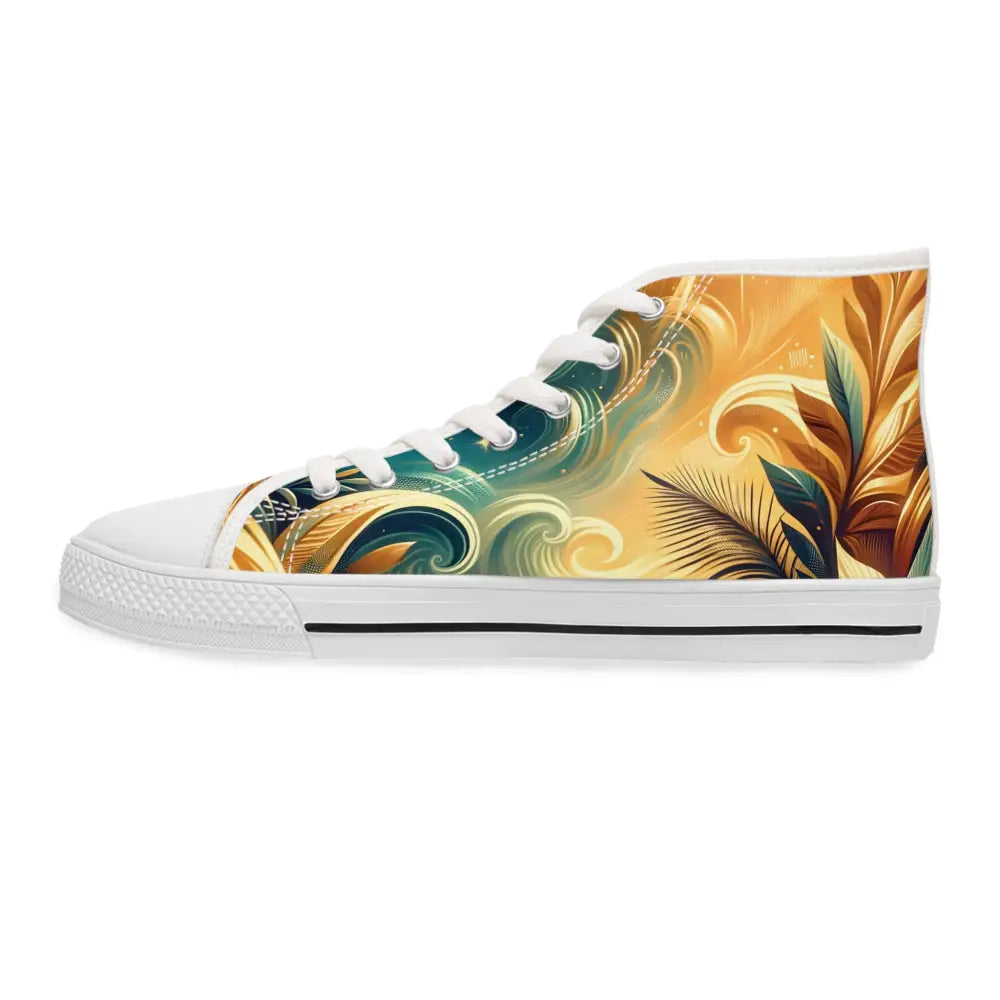 High-top sneaker with vibrant tropical art for Women’s Nebula Bloom Cascade PixiOnyx Footwear