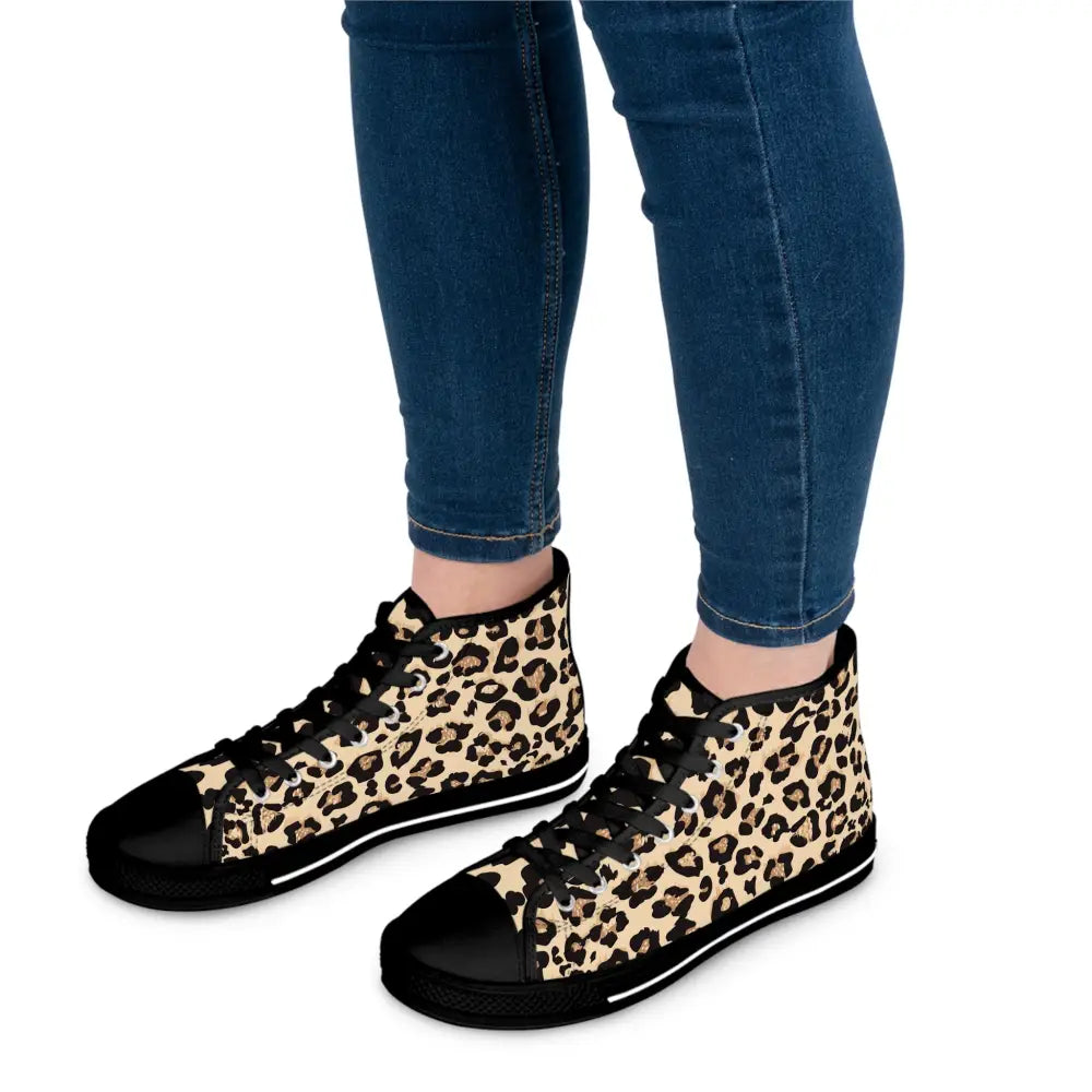 Leopard print high-top sneakers from Wild Mirage collection by PixiOnyx Statement Footwear