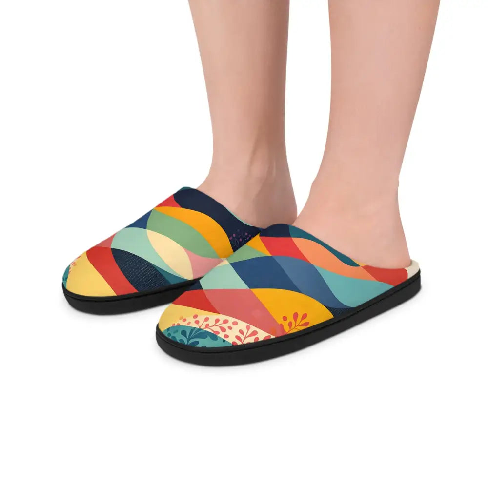 Colorful patterned slippers from Sunset Grove Women’s Indoor Slippers by PixiOnyx Comfortcore