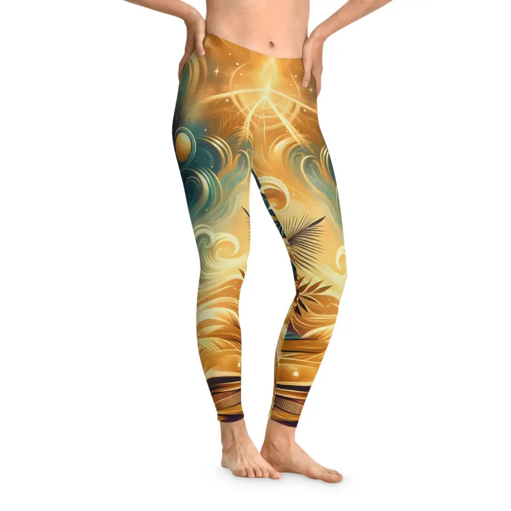 Artistic patterned leggings from PixiOnyx Cosmic Flow Activewear featuring Nebula Bloom Cascade design