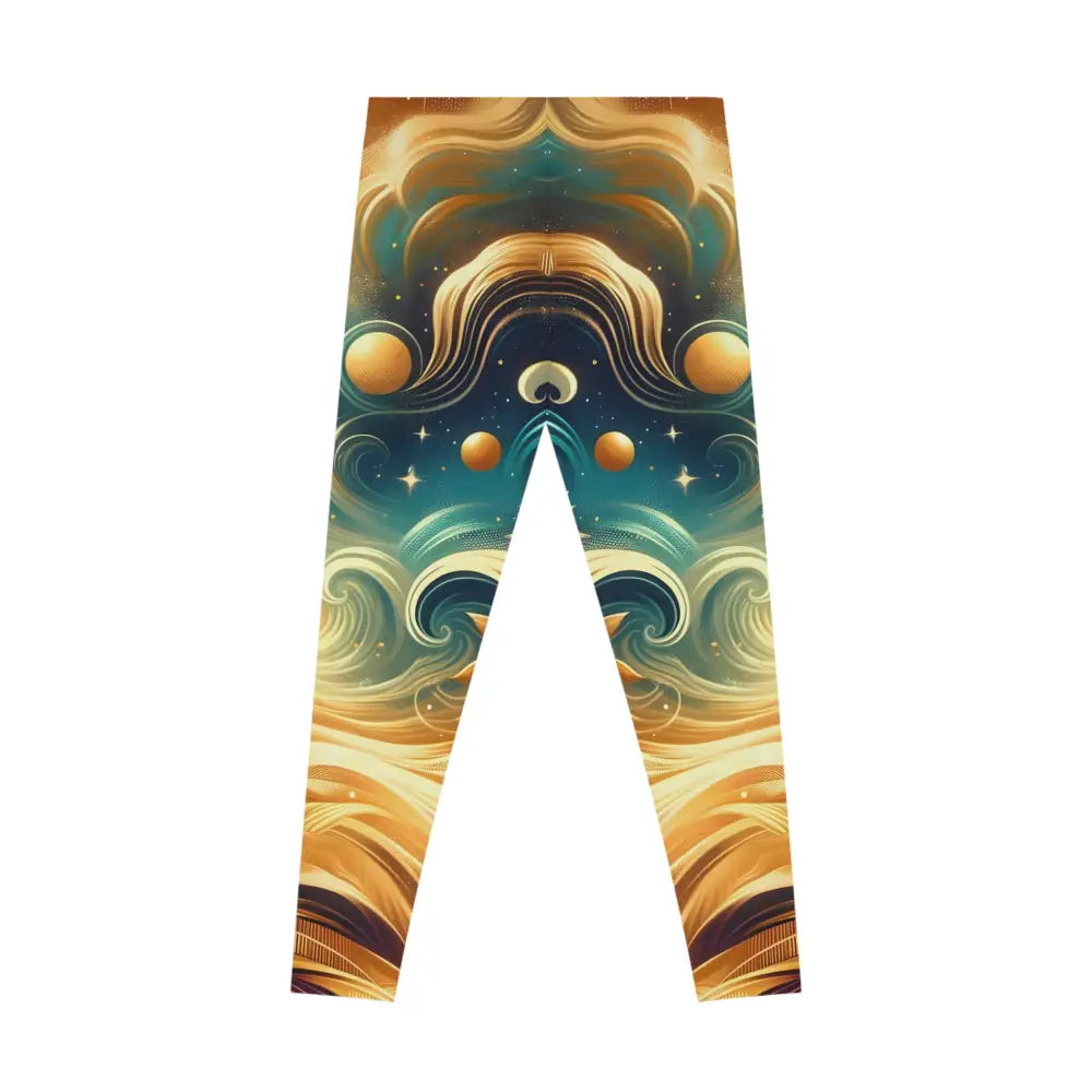 Patterned leggings from PixiOnyx Cosmic Flow Activewear featuring Nebula Bloom Cascade design