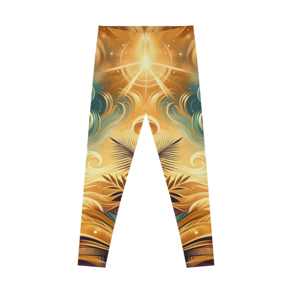 Patterned leggings from PixiOnyx Cosmic Flow Activewear with Nebula Bloom Cascade design