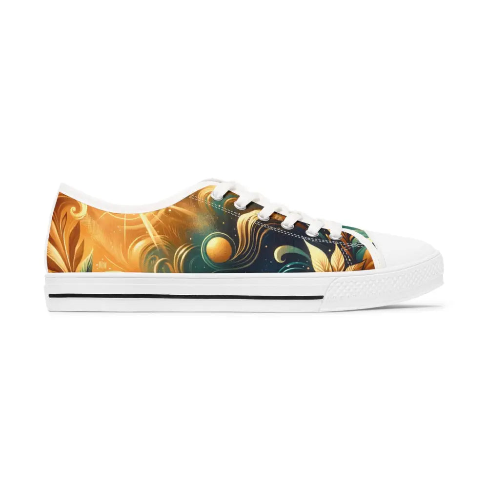 Artistic Women’s Low Top Sneakers Nebula Bloom Cascade Vibrant Art Shoes by PixiOnyx